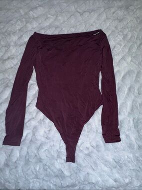 naked wardrobe Maroon Long Sleeve Bodysuit